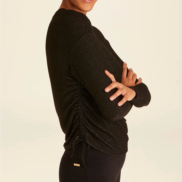 ALALA Charter Ruched Sparkle Sweatshirt Top New - Picture 2 of 11